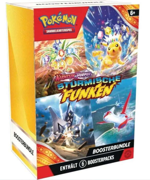 Pokémon TCG: Surging Sparks Booster Bundle – 6 Booster Packs für Sammler & Spieler + Heartforcards®Versandschutz