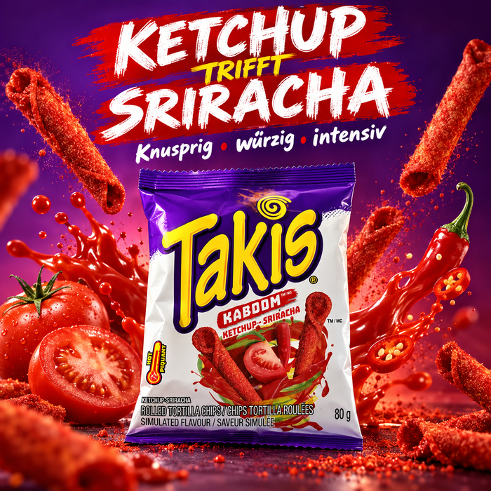 Takis Kaboom Ketchup-Sriracha – gerollte Tortilla-Chips, 80 g