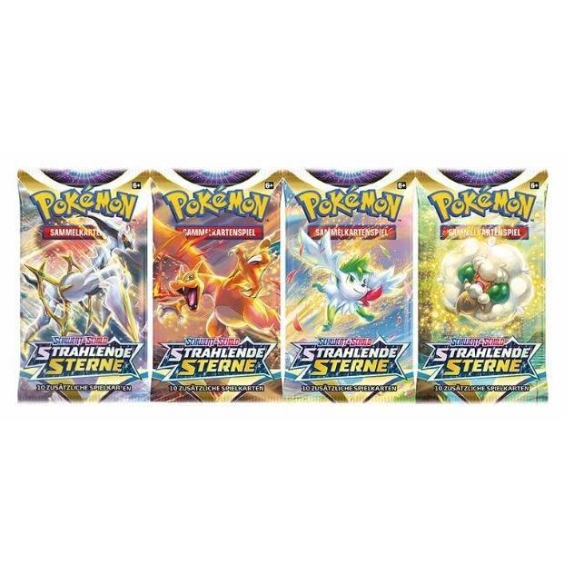 Schwert & Schild - Strahlende Sterne - 4 Booster - Deutsch + Heartforcards® Versandschutz