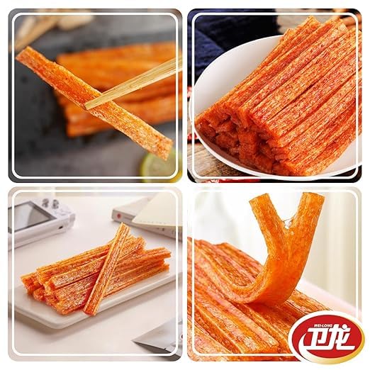 WEILONG Big Latiao 3 x 106g | Scharfer Weizensnack | Hot & Spicy | Würzige Chinesische Snacks | Spicy Sticks Scharfe Stangen Vegan Halal