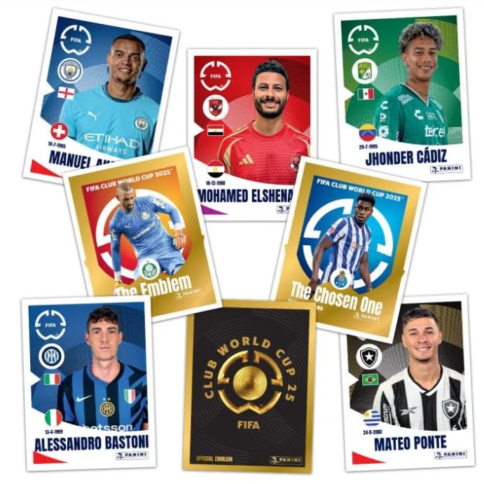 Panini FIFA Club World Cup 2025 – Sticker Display Box mit 50 Tüten – Offizielle Kollektion zur Klub-WM mit 32 Teams + Heartforcards® Versandschutz