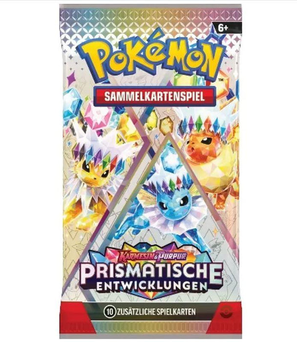 Pokémon Prismatische Entwicklung – 1x Booster Pack (Deutsch) | 10 Karten mit Foil-Garantie, inkl. Shiny-VIVID-Pokémon | + Heartforcards® Versandschutz
