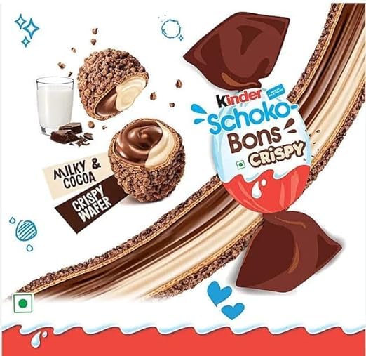 2er Set Kinder Crispy Schoko Bons - Mittel 2x67g - Knuspriger Schokoriegel mit cremiger Schokoladenfüllung