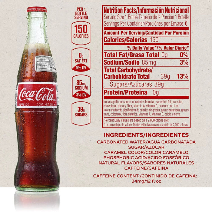 Coca-Cola de México – 24 x 355 ml Glasflaschen (Original aus Mexiko) – Mit echtem Rohrzucker
