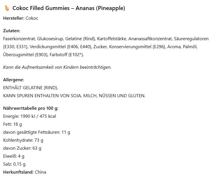 Cokoc Gefüllte Fruchtgummis Mix 3er Pack (3x60g) – White Peach, Pineapple & Strawberry – Soft Gummies mit Fruchtfüllung, Süßigkeit zum Naschen & Teilen