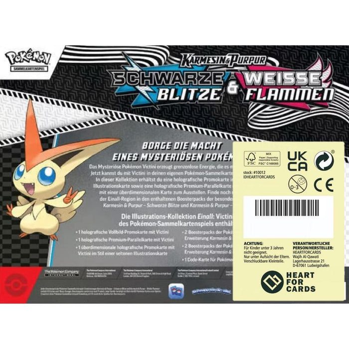 Pokémon Black Bolt & White Flare – Victini Illustration Kollektion [Englisch] | 4 Booster, 2 Promokarten & Jumbo-Karte | Mit Heartforcards® Versandschutz