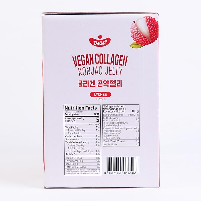 4 x Vegan Collagen Konjac Jelly（Pfirsich, Mango, Grüne Traube, Traube) 7 kcal pro Beutel | Glutenfrei, Pflanzlich, Low-Carb Snack | 120 g / 130 ml pro Beutel | Ohne Zuckerzusatz