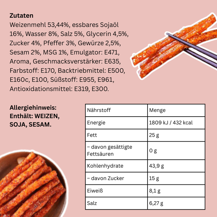 3x FTW Latiao Hot & Spicy – Würziger Gluten-Snack (3x68g)