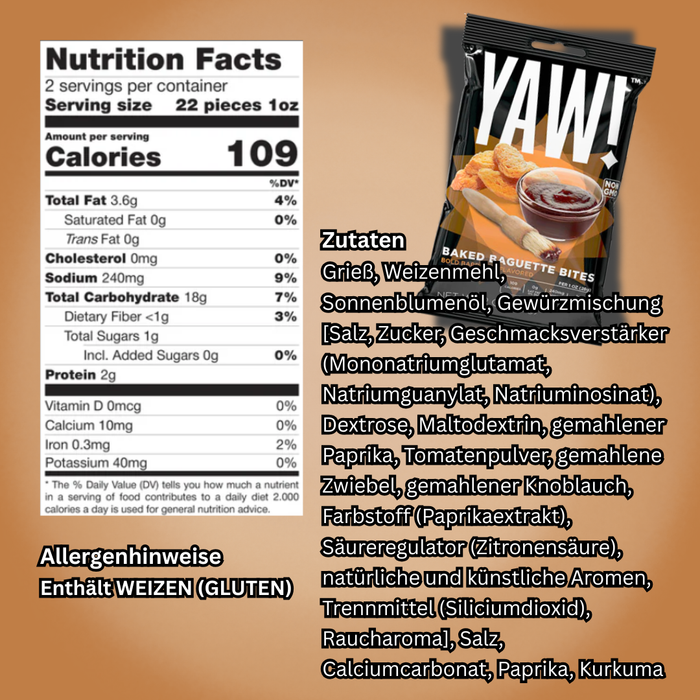 YAW! Baked Baguette Bites – Knusprige Snacksticks, 50 g (verschiedene Geschmacksrichtungen)