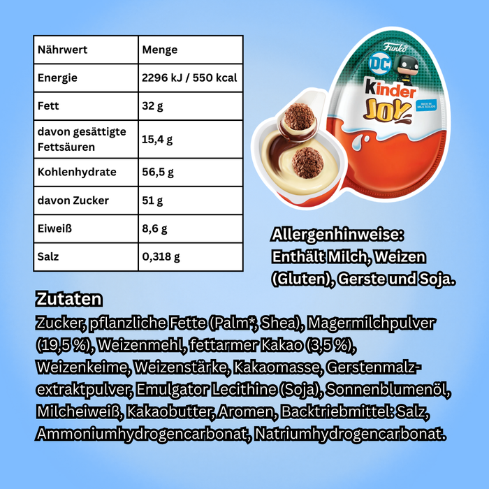 1x Kinder Joy Reveals Limited Edition DC Funko Pop! – Schokoladenei mit Überraschungsspielzeug, 20 g