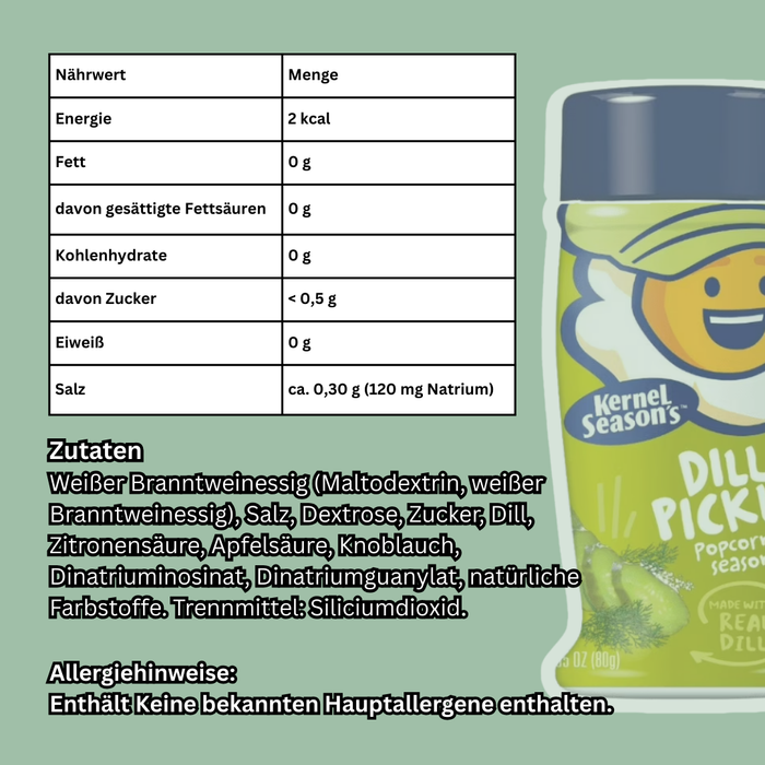 Kernel Season’s  Dill Pickle Popcorn Seasoning – Dill-Gurken-Geschmack für Popcorn & Snacks | 80 g