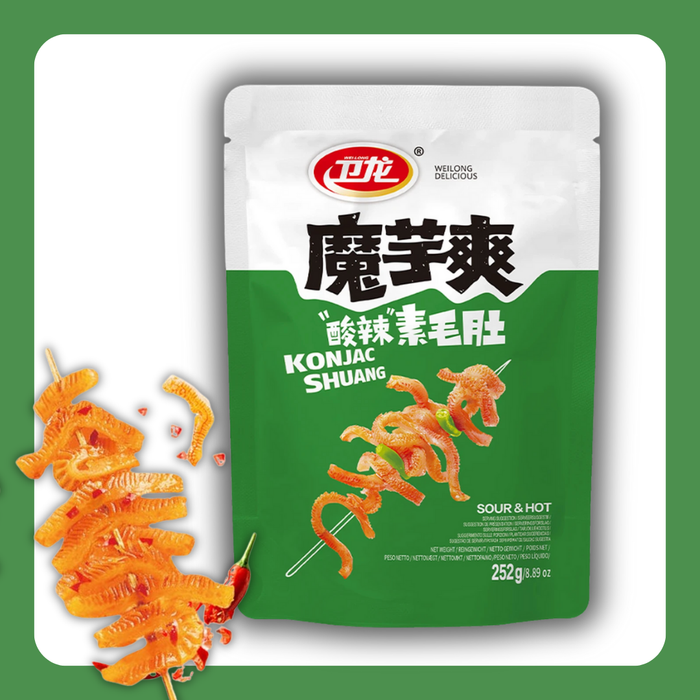 WeiLong Konjac Snack – Hot & Sour | Scharf-Saurer Konjak-Snack aus China | 252 g