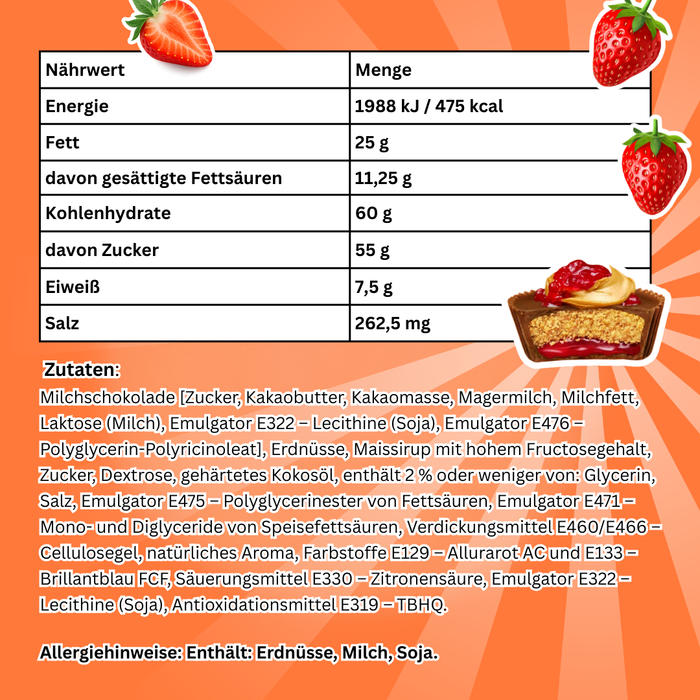 Reese’s PB&J Strawberry Big Cup King Size – Erdnussbutter & Erdbeerfüllung in Milchschokolade – 79 g
