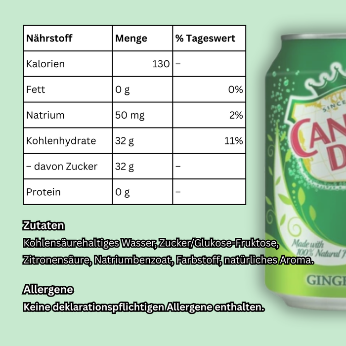 12x Canada Dry Ginger Ale | Erfrischendes Ingwer-Softgetränk | 12x355 ml