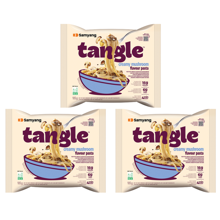 3er Pack Samyang Ramen Tangle – Creamy Mushroom | 3x koreanische Instant-Nudeln mit cremiger Pilzsoße | Je 105 g | Halal zertifiziert