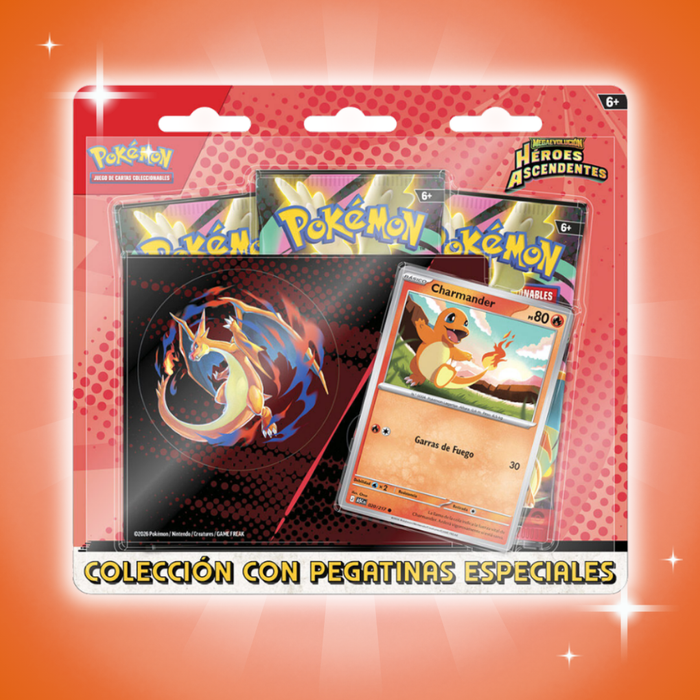 Pokémon Heroes Ascendentes Tech Sticker Collection (Red) | ES-LA Latino Español Ascended Heroes  | 3 Boosterpacks + Holo Promo Karte