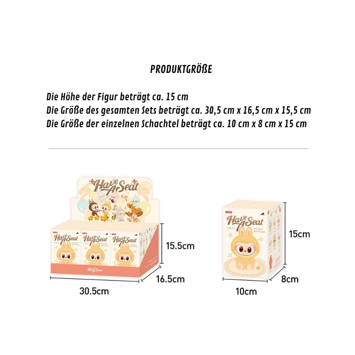 POP MART THE MONSTERS Labubu Have a Seat Überraschungsbox – 15 cm Plüschfigur • 100 % Original mit QR-Code zur Echtheitsprüfung