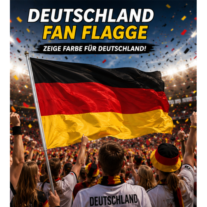 Deutschland Flagge 90x150 cm – WM 2026 Fan Fahne – Polyester, wetterfest & reißfest – mit Metallösen