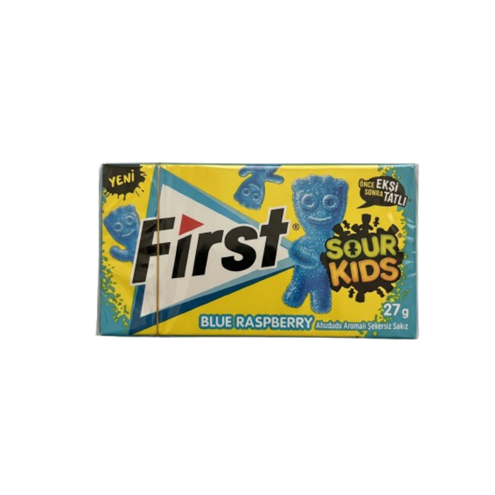First Sour Kids Kaugummi Blue Raspberry Blaue Himbeere Zuckerfrei Sauer Süß (1 Stück)