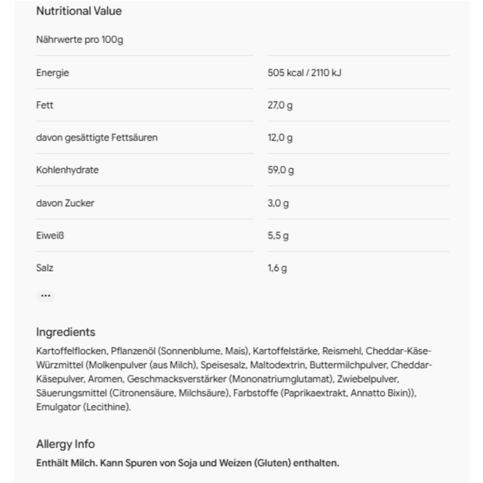 Stax Cheddar Cheese Kartoffelchips (Dose) 90 g