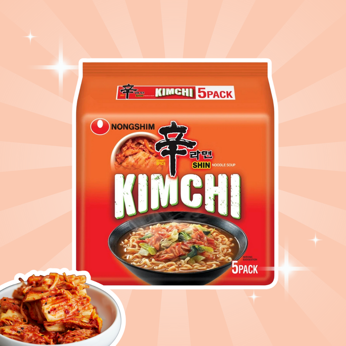 Nongshim Shin Kimchi Ramen – 5er Pack – Würzige Instant-Nudelsuppe mit Kimchi-Geschmack