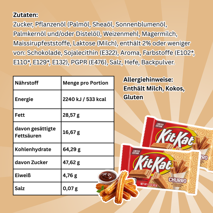 2x Kit Kat Churro – Schokoladenriegel mit Churro-Geschmack, 2x42g