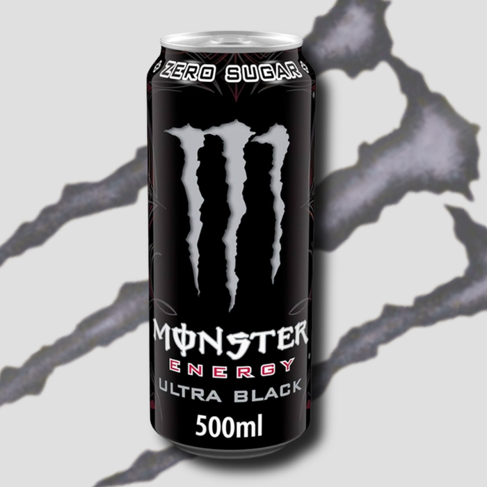 12x Monster Energy Ultra Black – 500 ml Dose | Zuckerfreier Energy Drink mit Black-Cherry-Geschmack