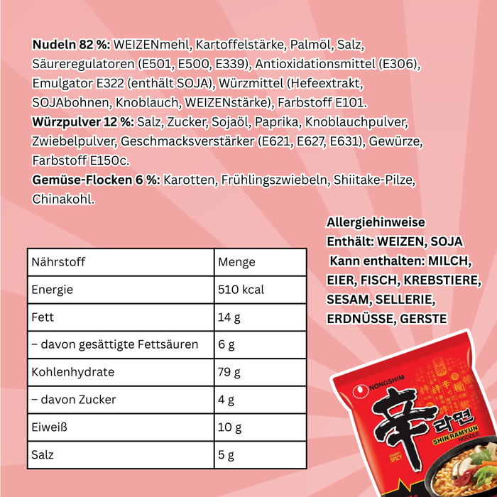20x Nongshim Shin Ramyun – 20er Pack (1 Karton) – Scharf-würziger Instant-Nudelsuppe