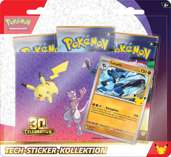 Pokémon TCG 30 Jahre Tech-Sticker-Kollektion – 3-Pack Blister – Deutsch