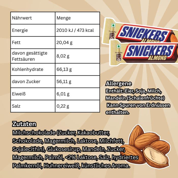 1x Snickers Riegel – Almond | Peanut Brownie | Butterscotch | Berry Whip – 45 g – Einzelriegel in versch. Sorten