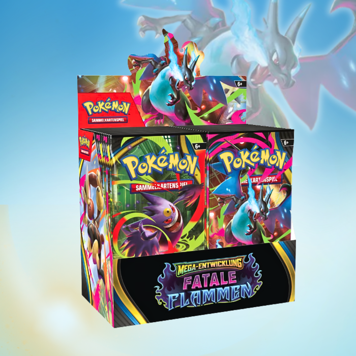 Pokémon TCG – ME02 – Mega Entwicklung: Fatale Flammen – Booster Display (Deutsch) | 36 Boosterpacks | Deutsche Edition