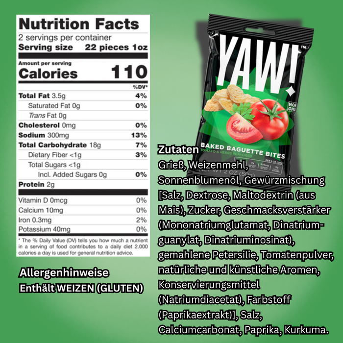 YAW! Baked Baguette Bites – Knusprige Snacksticks, 50 g (verschiedene Geschmacksrichtungen)