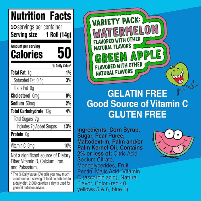 Fruit Roll-Ups Jolly Rancher Variety Pack – 10 Stück | Glutenfreie Frucht-Snacks