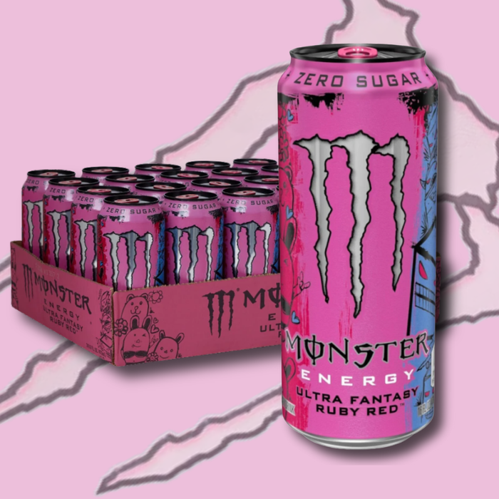 12x Monster Energy Ultra Fantasy Ruby Red – 500 ml Dose | Zuckerfreier Energy Drink mit Beeren-Geschmack