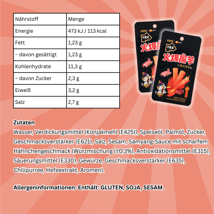 10x Samyang Scharfe Konjak-Streifen mit Sauce – Kalorienarm & Schnell zubereitet