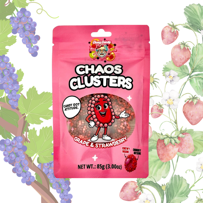 3x Chaos Clusters Gummie – Amerikanische Süßigkeit | Fruitstorm, Grape & Strawberry, Mixed Berries | 3x 85g