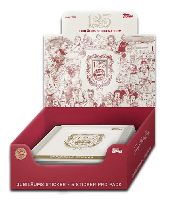 Topps Sticker Box – 125 Jahre Jubiläum | Stickeralbum & Sammelspaß für Fans | FC Bayern München