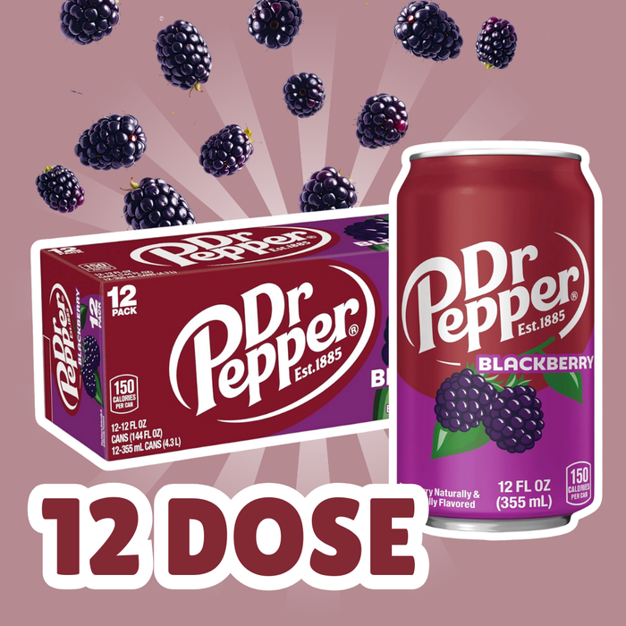 Dr Pepper Blackberry – 12er Pack | Erfrischendes Koffeinhaltiges Erfrischungsgetränk mit Brombeer-Geschmack