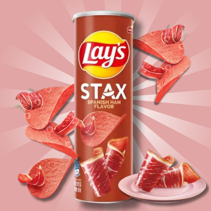Lay’s Stax Spanish Ham – Knusprige Kartoffelchips mit spanischem Schinkengeschmack, 90 g