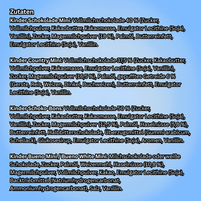 Kinder Happy Moments Mini Mix 161 g – Mini-Schokoladenmischung mit Kinder Schokolade, Country, Schoko-Bons & Bueno