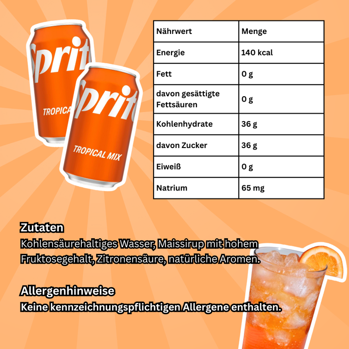 Sprite Tropical – 12er Pack | Erfrischungsgetränk mit tropischem Geschmack | 12x355ml