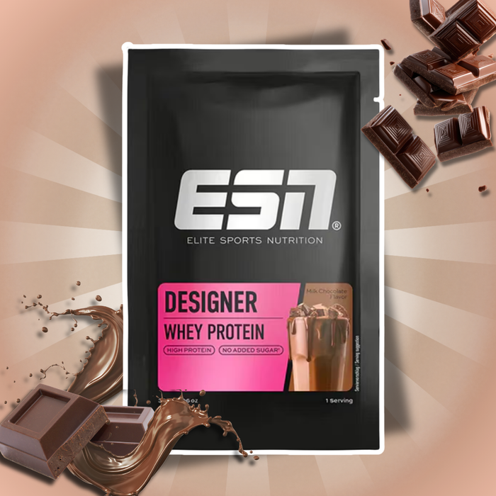 ESN Designer Whey Protein Probierpaket – Vanilla Milk 30 g + Milk Chocolate 30 g + Flexpresso Whey Protein Coffee Coffee Flavour 30 g
