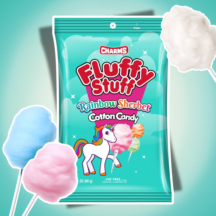 Fluffy Stuff Rainbow Sherbet Zuckerwatte 60 g – Fruchtige Cotton Candy mit Rainbow-Sherbet-Geschmack
