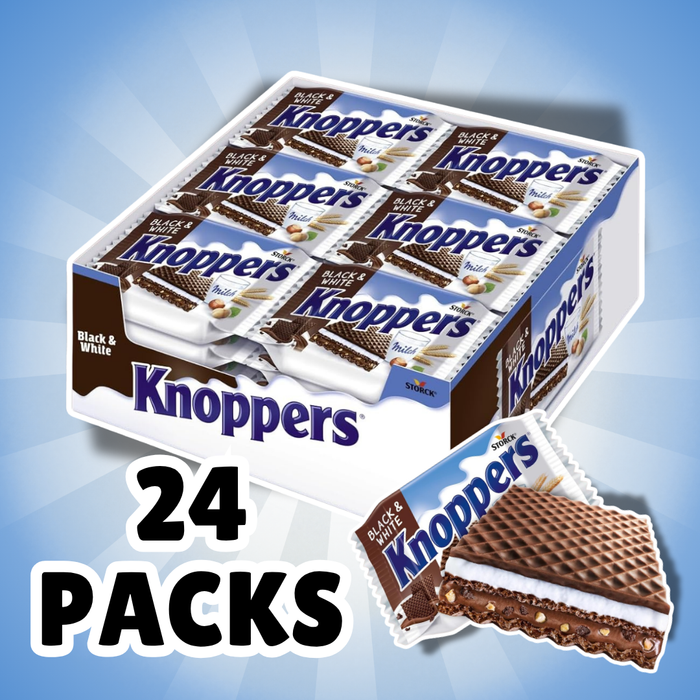 Knoppers Black & White 24 x 25 g – Dunkle Waffelschnitten mit Kakao und Haselnüssen, 600 g
