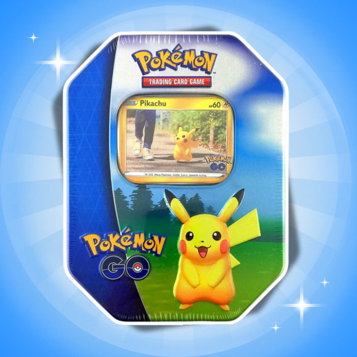 Pokémon GO Pikachu Tin-Box Deutsch – 4 Booster + 2 Holo-Karten + Sticker
