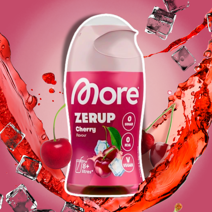 2× MORE Zerup Zero Sirup Cherry Getränkesirup ohne Zucker mit Sauerkirschsaftkonzentrat | 2 × 65 ml
