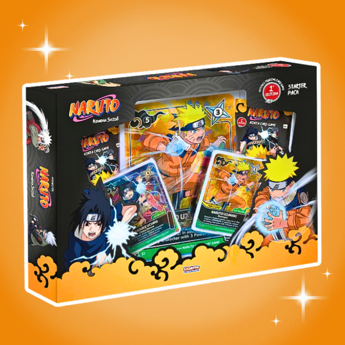 Naruto Mythos TCG Starter Pack 1. Edition – Englisch, 4 Boosterpacks + 3 Promo Karten, Neu & OVP