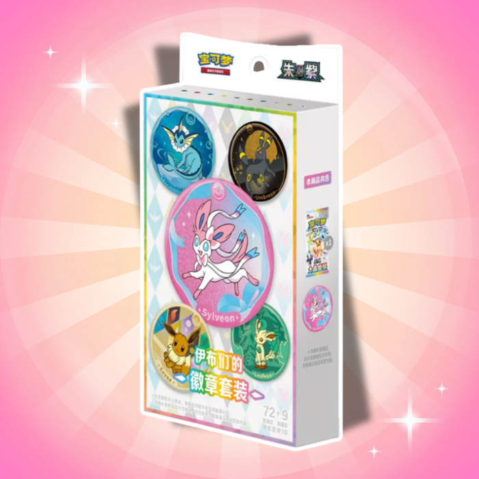 Pokémon Terastal Gathering Badge Set CSV9.5 Chinesisch – 1 Booster + Eeveelution Anstecknadel