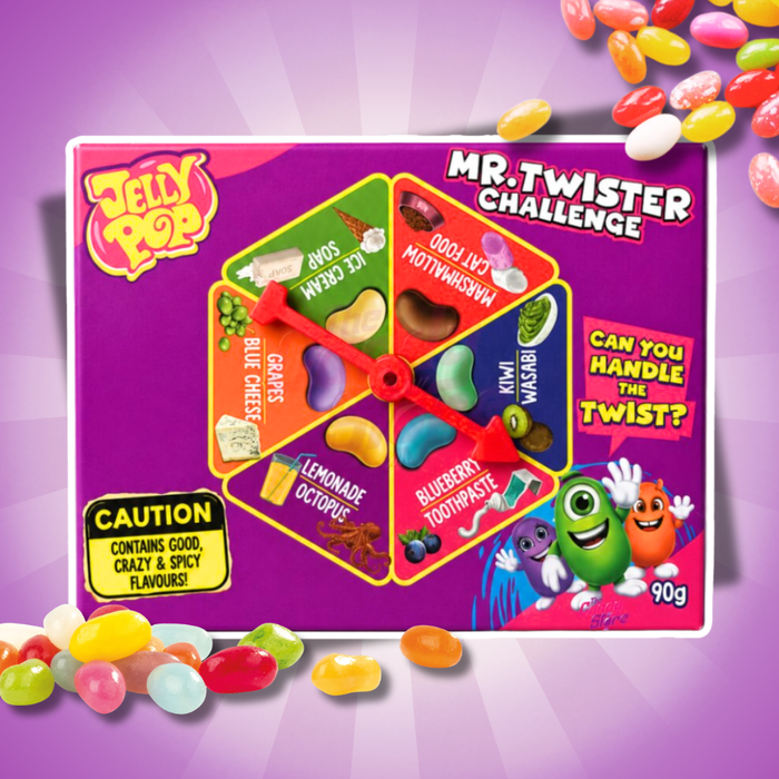 Jelly Pop Mr. Twister Challenge 90 g – Fruchtige Süßigkeit mit verschiedenen Farben und Aromen