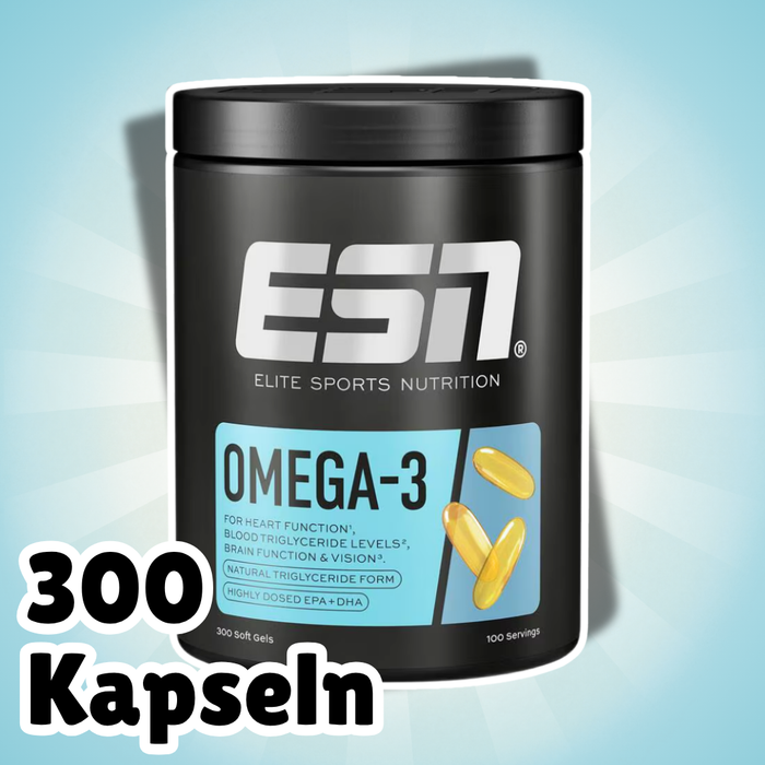 ESN Omega-3 Softgels 300 Kapseln – Hochdosiertes Fischöl mit EPA & DHA
